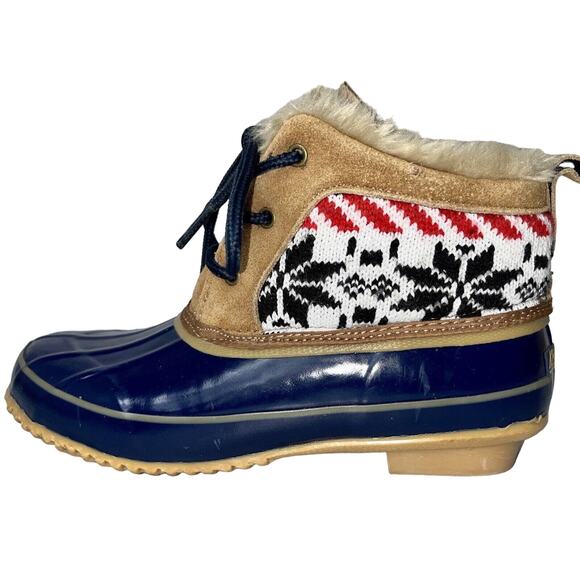 Khombu Women's Jazzy Snow Winter Duck Boots Size 7M Leather Sweater Steel Shank - Picture 5 of 9